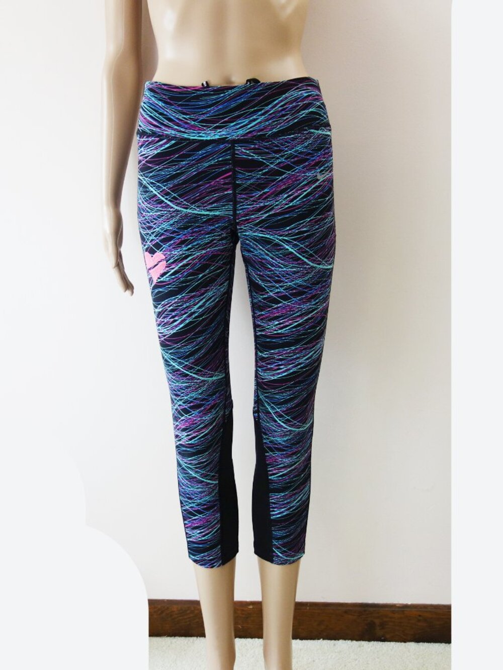 Nike Running Dri Fit Power Epic Lux Crop Tight Purple Multi color (M) EUC